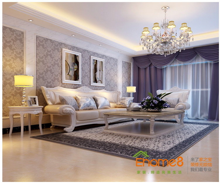 保利大江郡背景沙發裝修效果圖