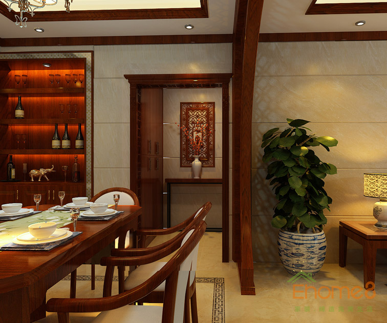 東岸花園中式風格餐廳餐桌裝修效果圖3.jpg