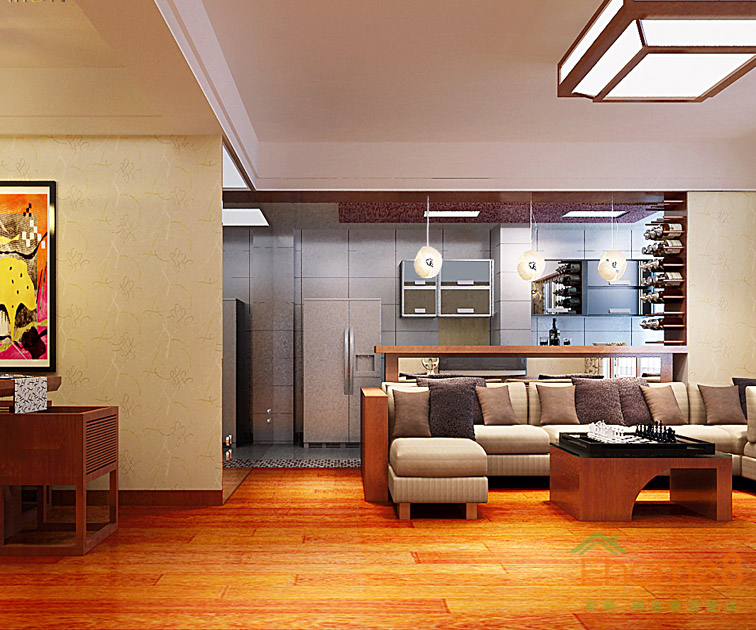 東城印象兩房一廳客廳家具效果圖