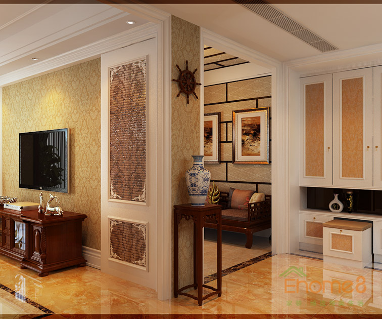 東郡三房一廳113平米玄關(guān)裝修效果圖1