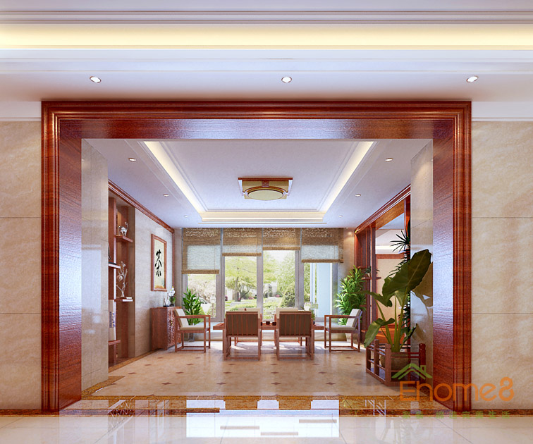 東郡中式風(fēng)格132平米客廳裝修效果圖163