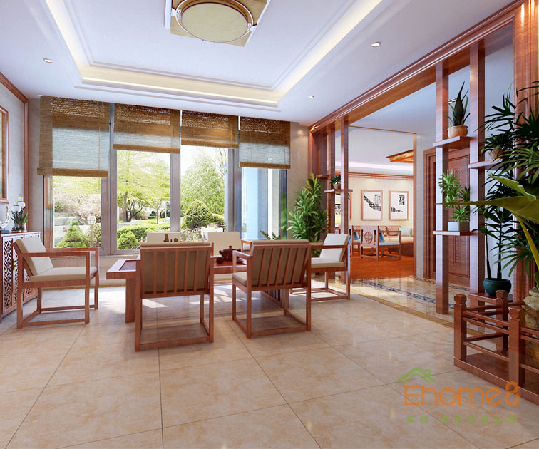 東郡中式風(fēng)格132平米客廳裝修效果圖169