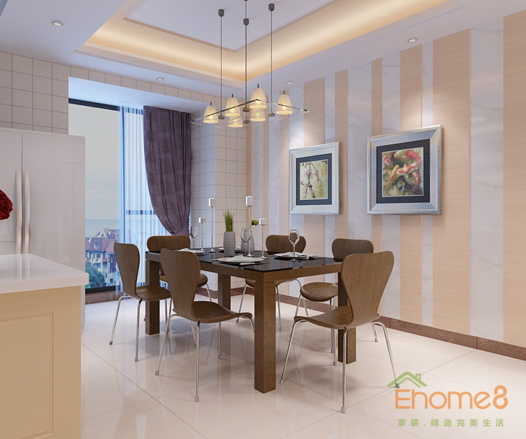東郡82平米三房一廳小清新餐廳裝修效果圖55
