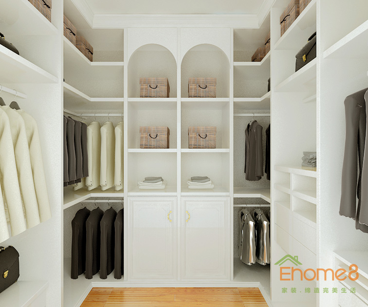 鳳起新都72平米法式風格純白衣柜裝修效果圖1