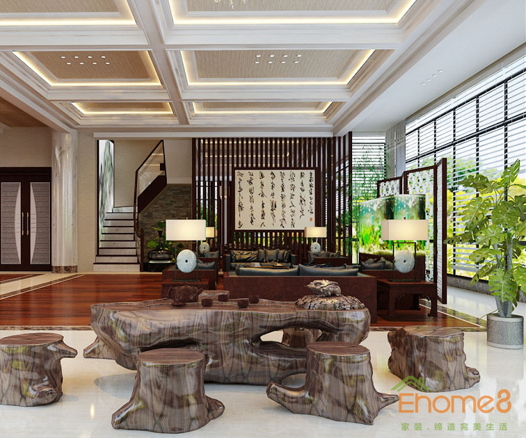 田園風自由舒適辦公室大廳茶座裝修效果圖1