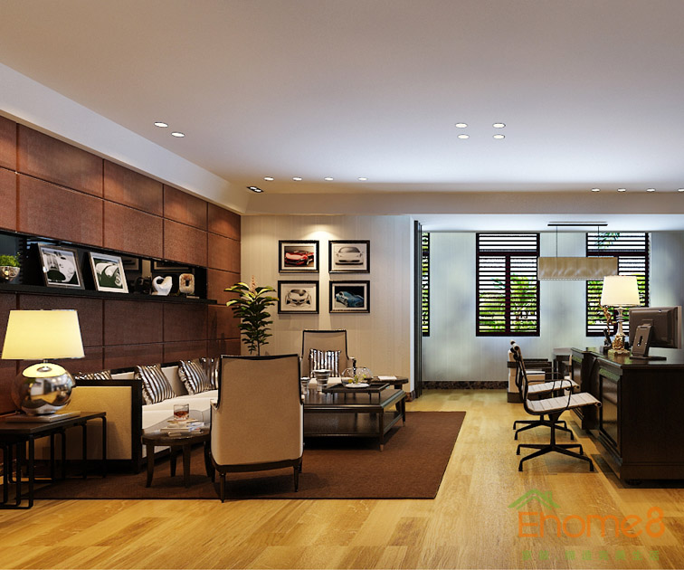 美式簡單舒適總經(jīng)理辦公室裝修效果圖1234