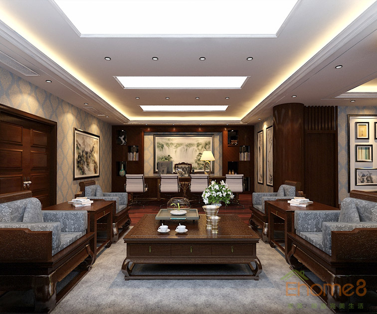 歐式豪華端重會(huì)辦公室客廳裝修效果圖1