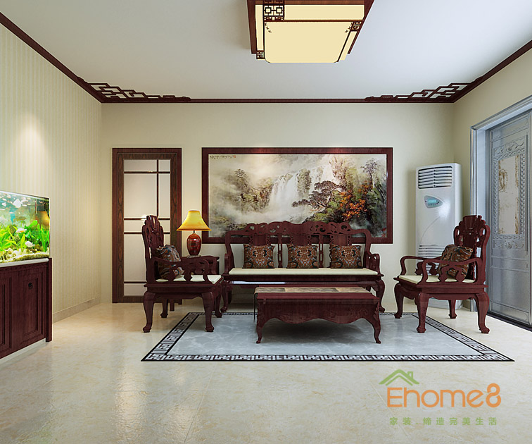 兩房一廳78㎡田園風(fēng)格客廳裝修效果圖1