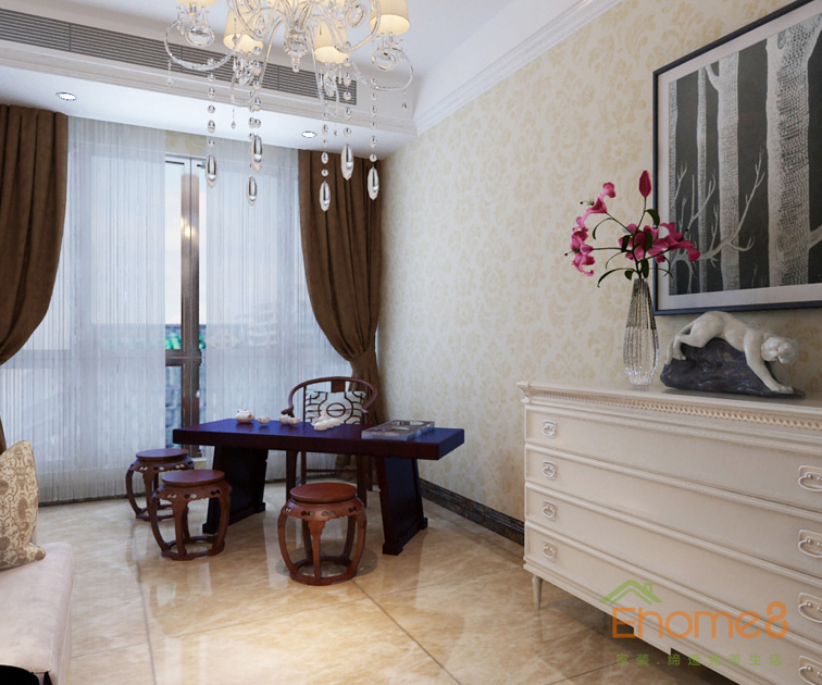 三房一廳108㎡歐式簡約休閑出裝修效果圖1