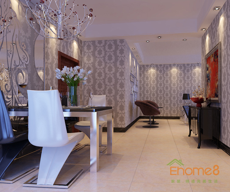 兩房一廳82㎡美式風(fēng)格餐廳裝修效果圖11