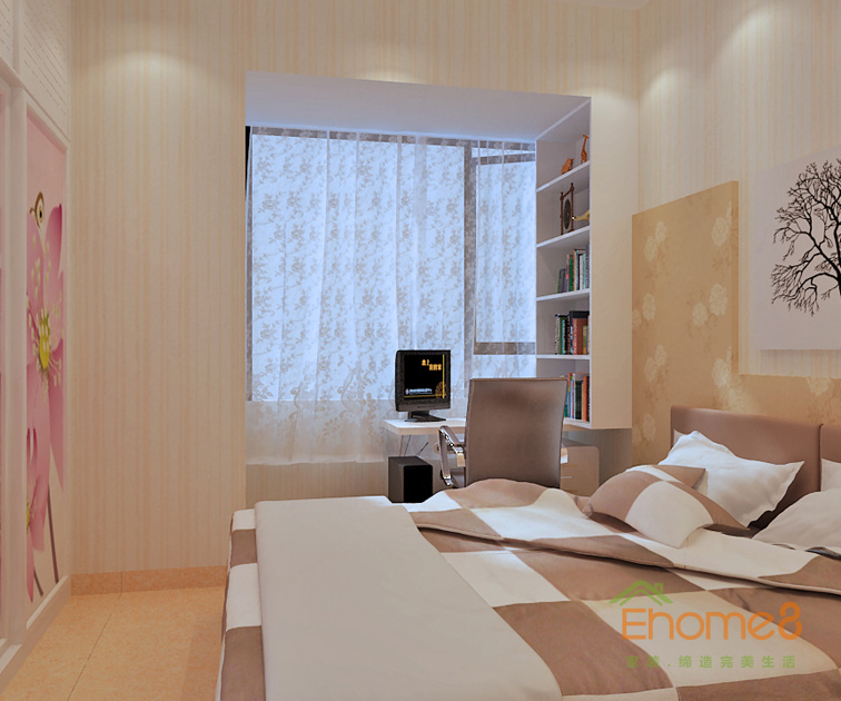 兩房一廳82㎡美式風(fēng)格臥室裝修效果圖1