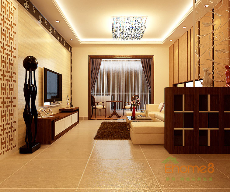 兩房一廳88㎡現代風格客廳裝修效果圖1