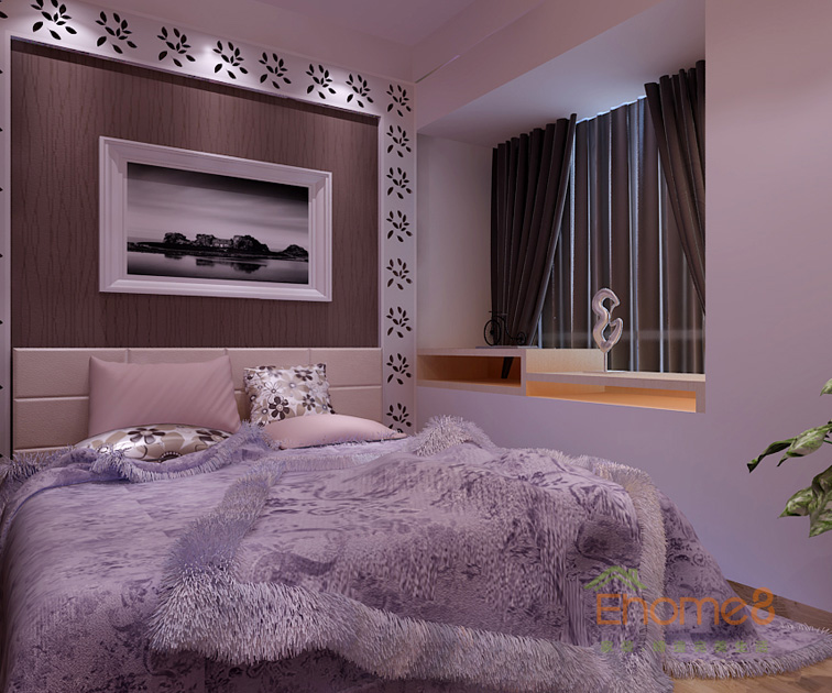 兩房一廳88㎡現代風格臥室裝修效果圖1