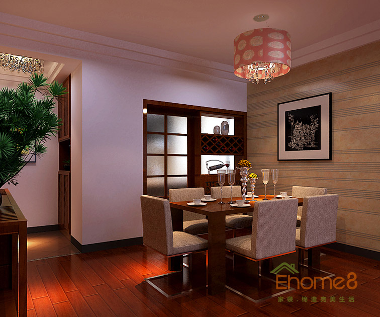 132㎡四房一廳田園風(fēng)格餐廳裝修效果圖2