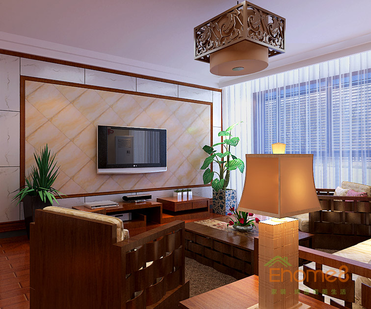 132㎡四房一廳田園風(fēng)格客廳裝修效果圖1