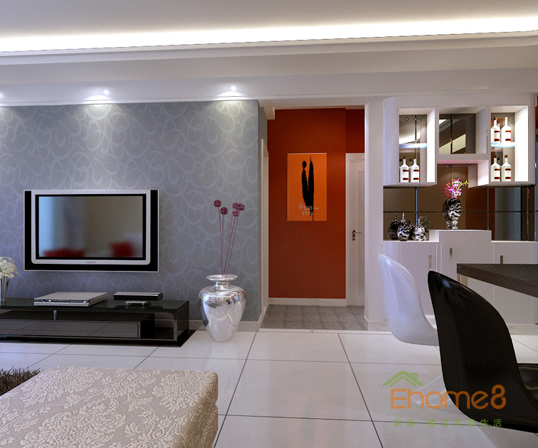 68㎡兩房一廳現代簡約風格客廳裝修效果圖1