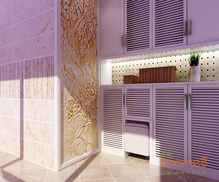 65㎡兩房一廳現代簡約風格儲物柜裝修效果圖1