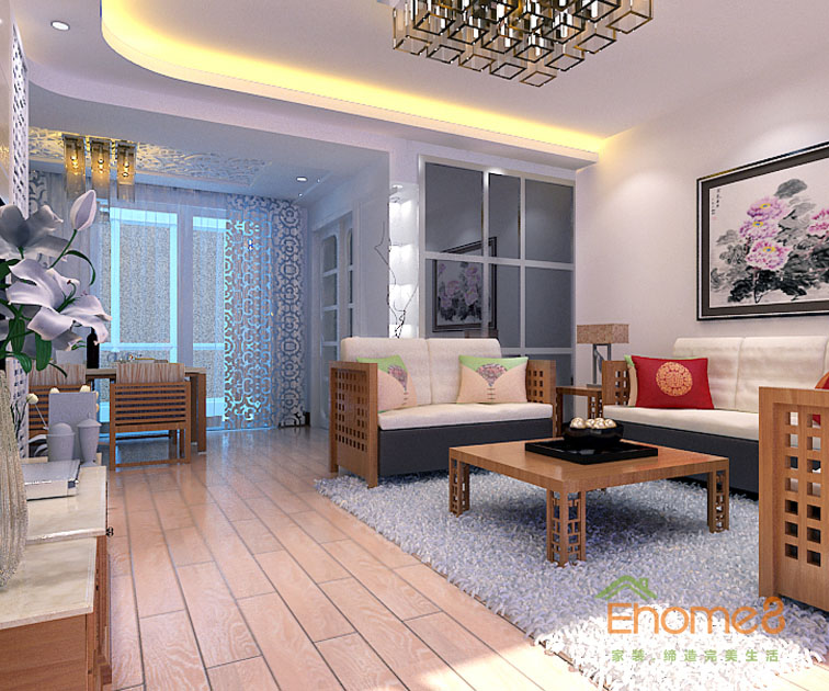 65㎡兩房一廳現代簡約風格客廳裝修效果圖123