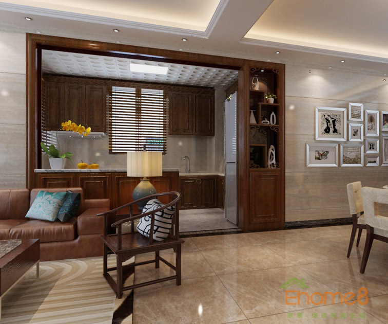 113㎡四房一廳中式風(fēng)格客廳裝修效果圖1