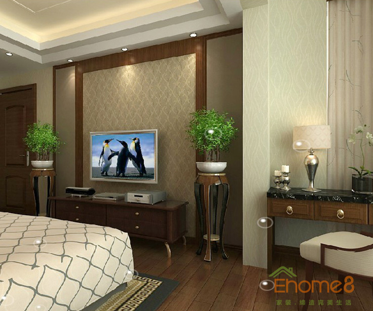 113㎡四房一廳中式風(fēng)格主臥裝修效果圖12