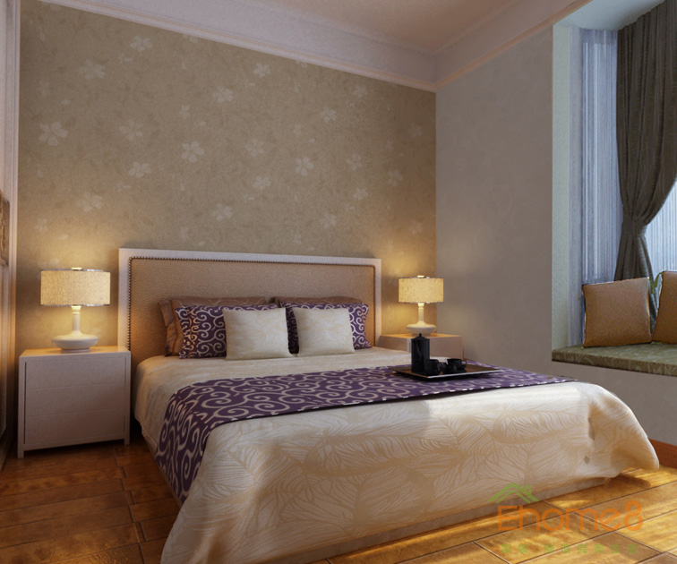 67㎡兩房一廳法式風(fēng)格主臥裝修效果圖1