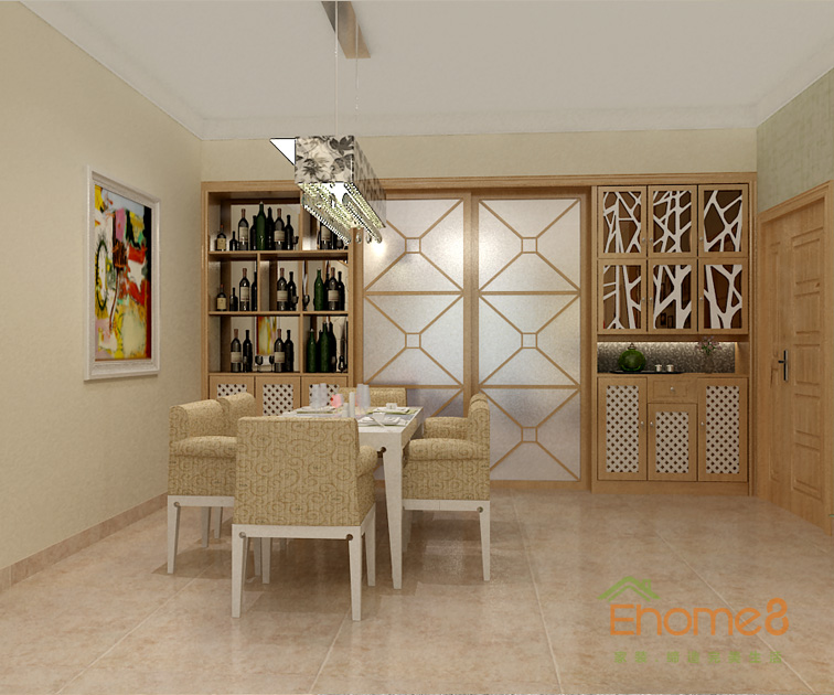 87㎡三房一廳現(xiàn)代簡約風(fēng)格餐廳裝修效果圖1