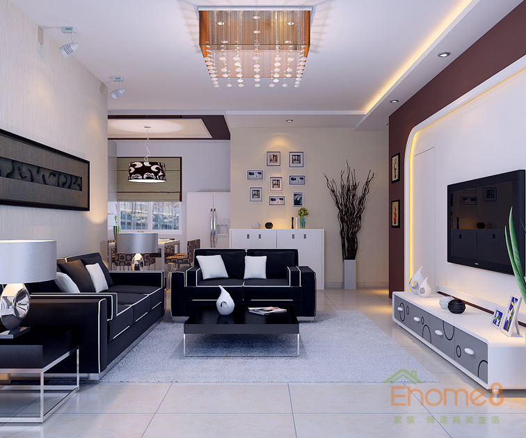 67㎡兩房一廳美式風格客廳裝修效果圖1