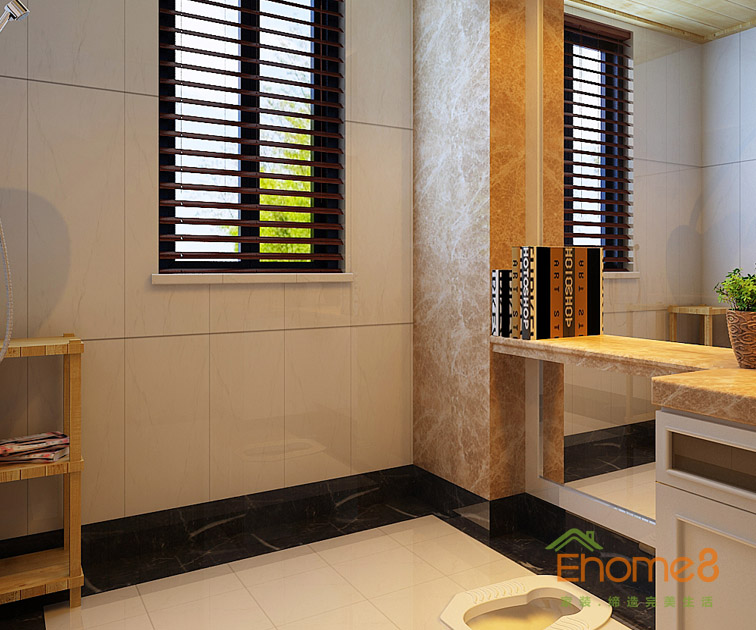 108㎡三房一廳法式風格衛(wèi)生間裝修效果圖