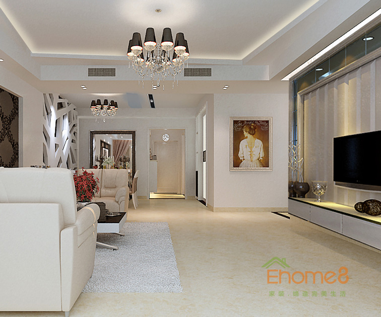 72㎡兩房一廳現(xiàn)代風(fēng)格客廳裝修效果圖6