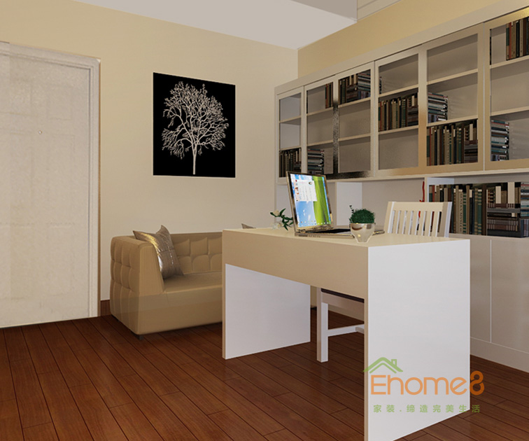 72㎡兩房一廳現(xiàn)代風(fēng)格書(shū)房裝修效果圖6196