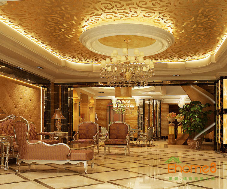 300㎡豪華別墅法式風(fēng)格客廳裝修效果圖