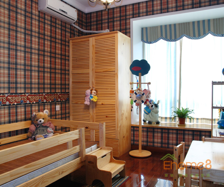 93㎡三房一廳田園風(fēng)格兒童房裝修效果圖