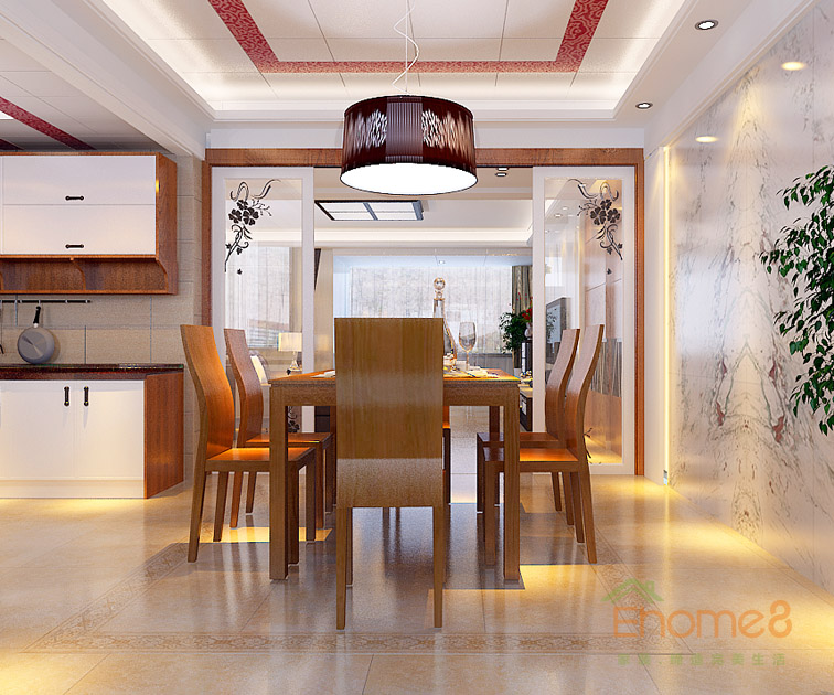 119㎡三房一廳中式風(fēng)格餐廳裝修效果圖