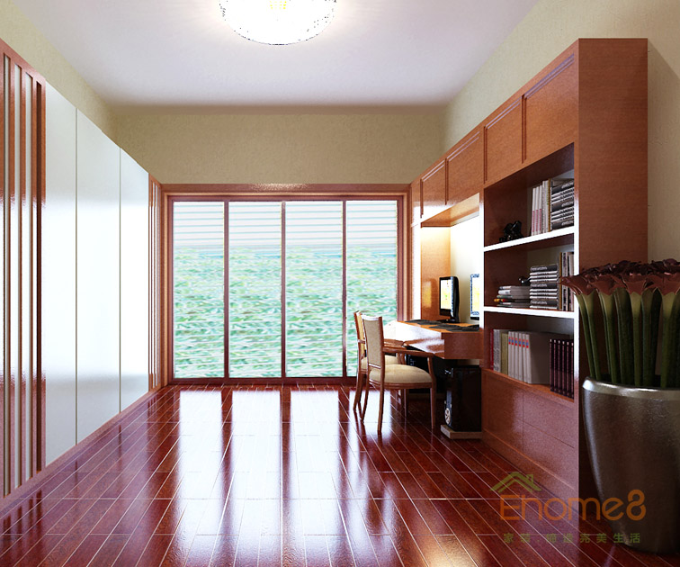 119㎡三房一廳中式風(fēng)格書(shū)房裝修效果圖