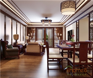 綠城106㎡三房一廳中式風(fēng)格裝修效果圖