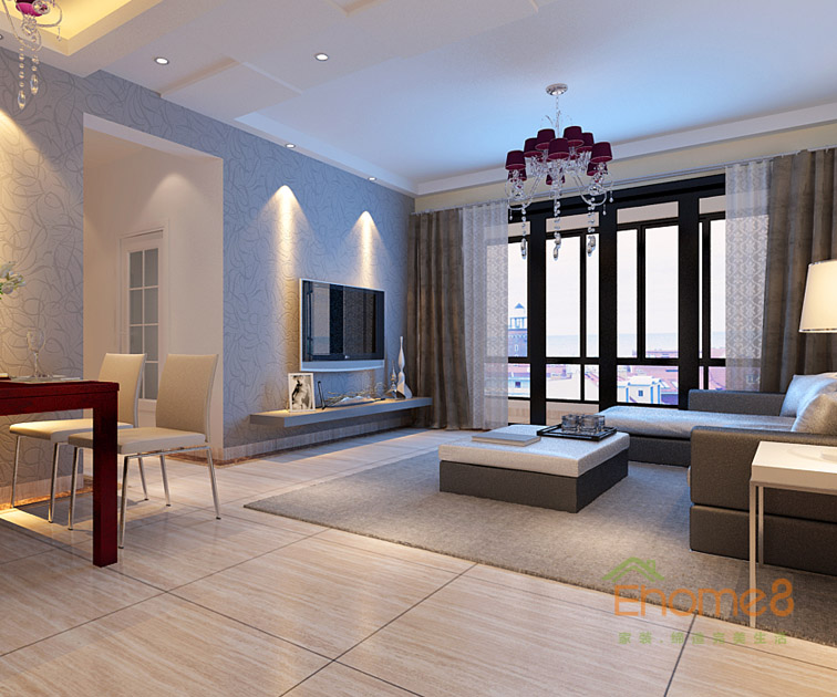 76㎡兩房一廳美式風格客廳裝修效果圖