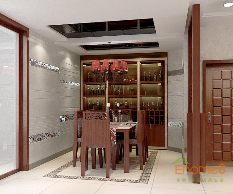 72㎡兩房一廳中式風格餐廳裝修效果圖