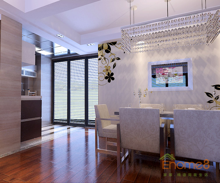 74㎡兩房一廳法式風(fēng)格餐廳過道裝修效果圖