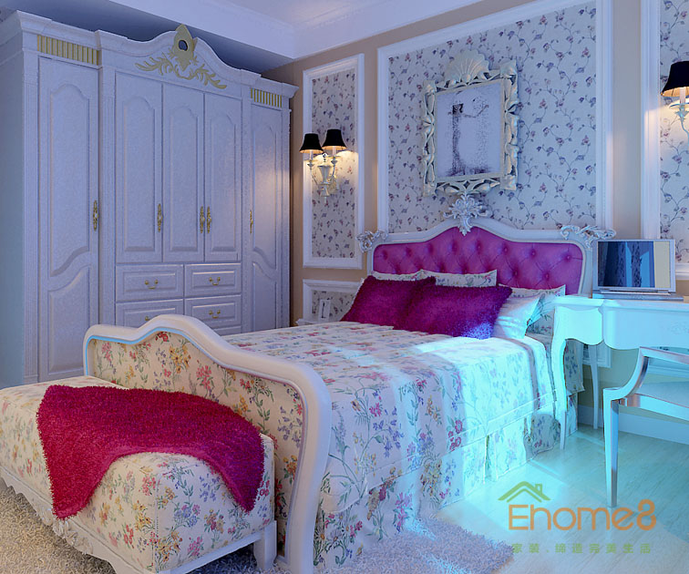 74㎡兩房一廳法式風(fēng)格女兒房裝修效果圖