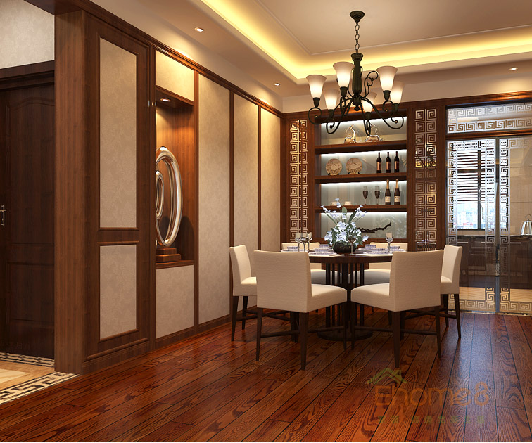 80㎡兩房一廳中西結(jié)合風(fēng)格餐廳裝修效果圖