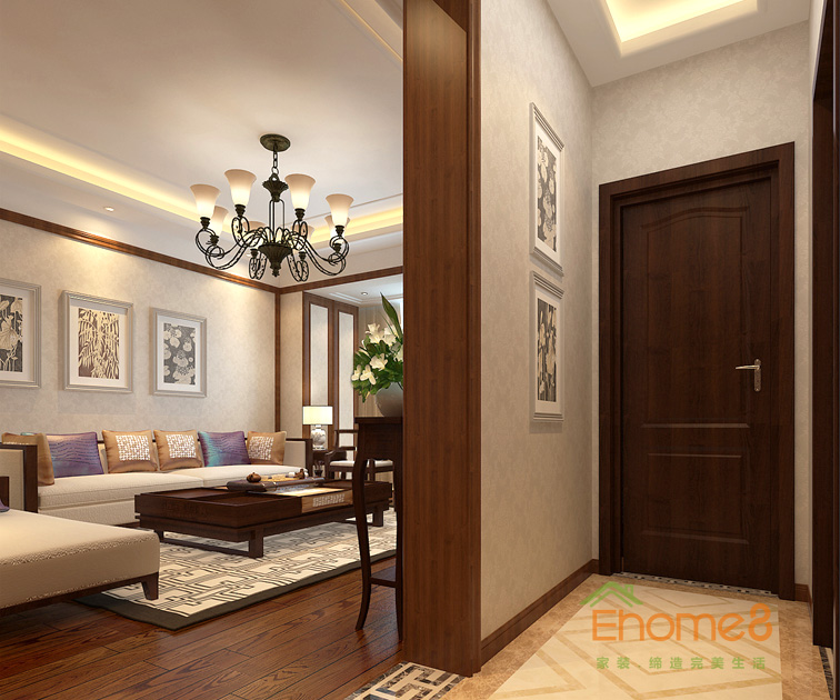 80㎡兩房一廳中西結(jié)合風(fēng)格入戶裝修效果圖